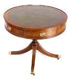 Early Duncan Phyfe Style Leather Top Round Table