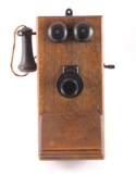 Antique Kellogg Oak Wall Telephone