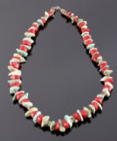 Navajo Turquoise and Coral Heishi Necklace