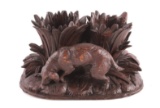 Black Forest German Carved Ink Well Holder