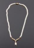 10K Gold Diamond and Pearl Necklace