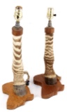 Pair of Taxidermy Zebra Leg Lamps w/ Africa Base