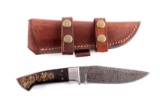 CFK Damascus Ram's Horn Knife & Scabbard