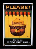 Smokey Bear U.S. Forest Service Porcelain Sign