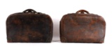 Two Antique Genuine Cowhide Leather Suitcases