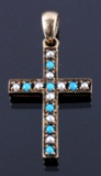 Early American 9ct. Gold & Pearl Cross