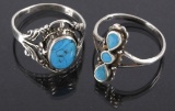 2 Petite Navajo Sterling Silver & Turquoise Rings