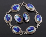 Zuni Inlaid Mulitstone & Silver Bracelet & Earring