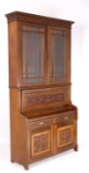 Raised Panel Carved Oak Secretary Desk