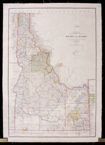 State of Idaho Hand-Tinted 1898 Map