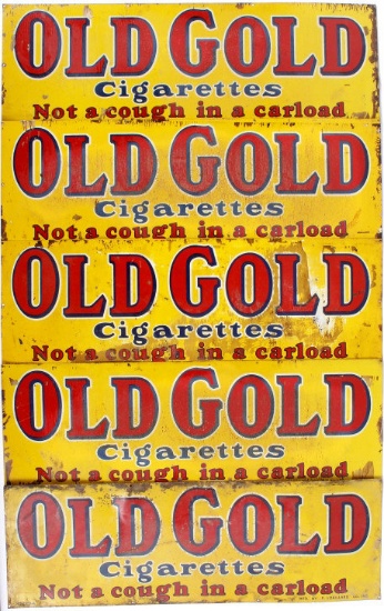 Five NOS Double Sided Old Gold Cigarette Ad Signs