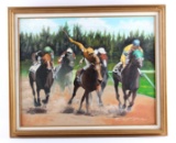 Original Oil on Canvas Horse Racing Painting