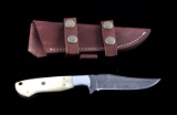 CFK Damascus Exotic Camel Bone Knife & Scabbard