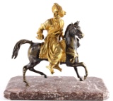 Gilded Bronze Of Man On Horseback
