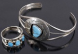 Navajo Morenci Turquoise & Sterling Cuff & Ring