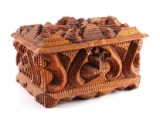 Hand Carved Wooden Tramp Folk Art Box