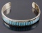 Signed Navajo Inlay Chip Turquoise & Sterling Cuff