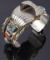 Navajo Sterling, Turquoise & Coral Watch Cuff