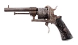 Engraved Belgian Pinfire 7mm Revolver