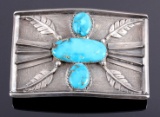 Navajo Sterling Silver Turquoise Belt Buckle