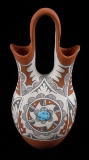 Jemez Pueblo Pottery Wedding Vase w/ Turquoise
