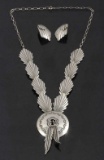 Navajo Stamped Sterling Silver Necklace & Earrings