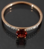 10 Karat Gold Round Cut Garnet & Diamond Ring