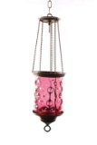 Pull-Down Fenton Cranberry Hobnail Hanging Lamp
