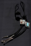 Navajo Sterling, Turquoise, & Coral Bolo Ties (2)