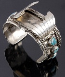 Navajo Silver, Coral & Multi-Turquoise Watch Cuff