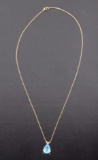 Yellow Gold Necklace With Aquamarine Pendant
