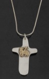Sterling & 14k Gold Celtic Lamb Cross Pendant