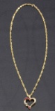 14k Gold Heart Pendant Necklace w/ Diamond & Ruby