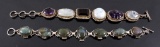Two Sterling Silver And Gemstone Link Bracelets