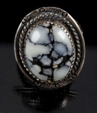 Signed Navajo Silver, White Buffalo Turquoise Ring