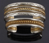 Navajo Sterling Silver & Brass His & Hers Cuffs