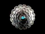 Navajo Stamped Sterling and Turquoise Brooch