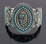 Zuni Sterling Petit Point Turquoise Bracelet Cuff