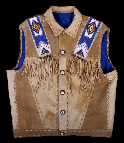 Native American Buckskin Beaded Vest, 20th Century