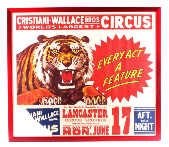 Cristiani-Wallace Bros Circus Framed Poster 1954-