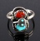 Effie C. Zuni Sterling Silver Turquoise Coral Ring