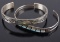 Two Navajo Petit Silver, Turquoise & MOP Bracelets