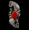 Navajo Oxblood Coral & Sterling Silver Ring
