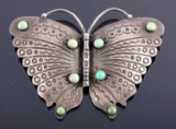 Navajo Sterling Silver Turquoise Butterfly Brooch