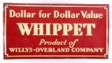 Willys-Overland Co Whippet Embossed Tin Sign c1926