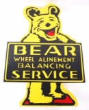 Bear Wheel Alinement Service Porcelain Enamel Sign