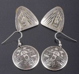Native American Engraved Sterling Earrings (2)