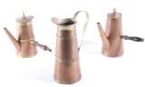 Tooled Copper & Brass Tea Kettles & Pitcher