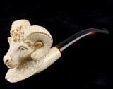 Hand Carved Meerschaum Rams Head Smoking Pipe
