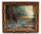 H Huber Oil Painting & Exceptional Tramp Art Frame